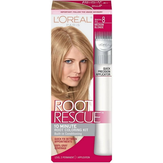L'Oreal Paris Magic Root Rescue Hair Color, 8 Medium Blonde, 1 Kit