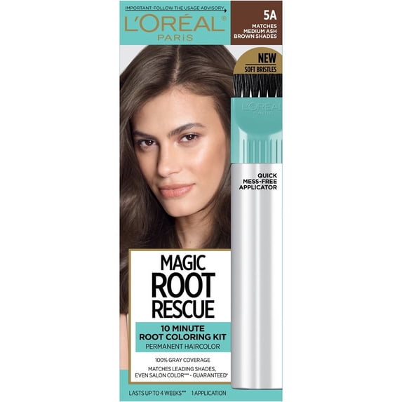 L'Oreal Paris Magic Root Rescue 10 Minute Root Hair Coloring Kit, 5A Medium Ash Brown, 1 kit