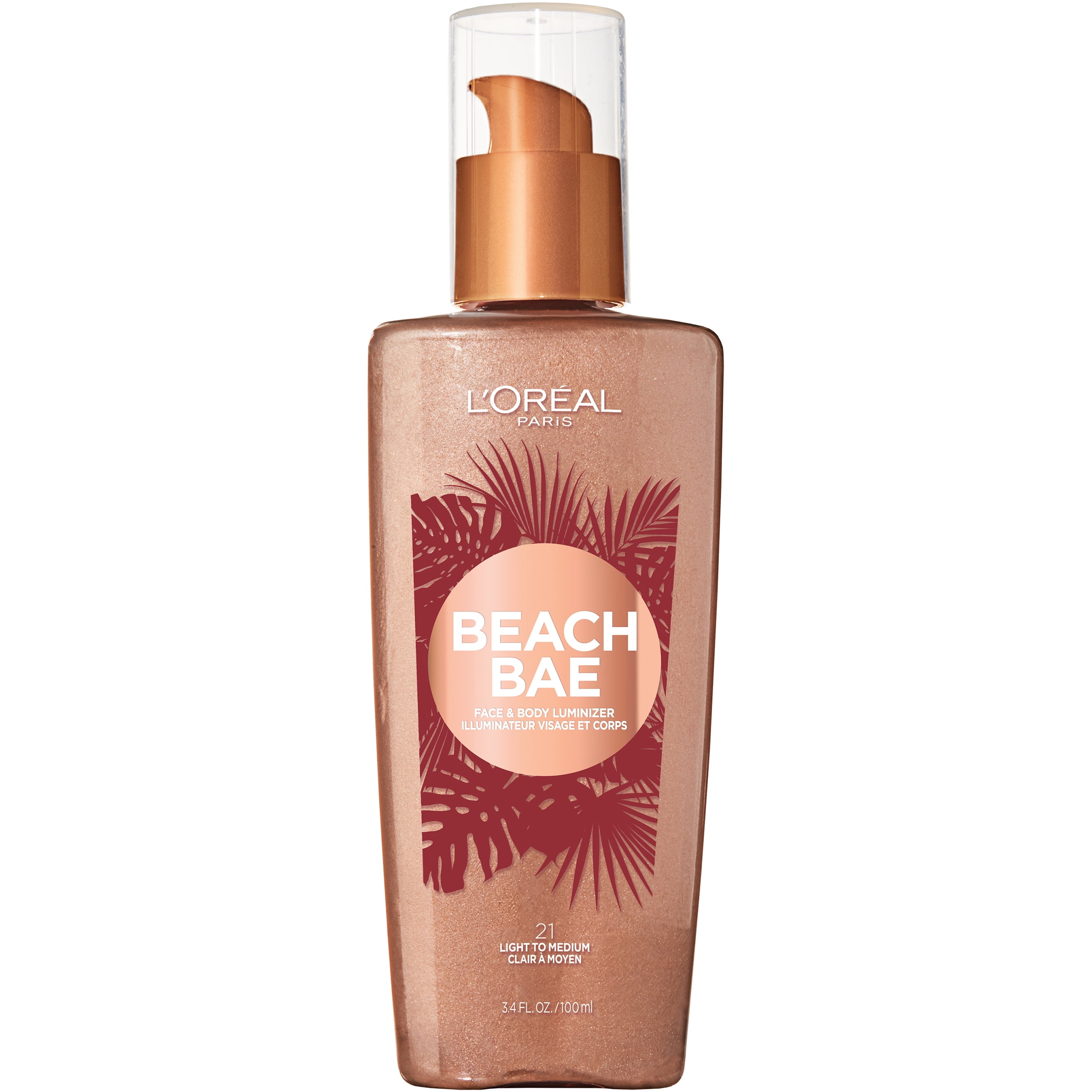 L'Oreal Paris Makeup Summer Belle Makeup, Beach Bae Face & Body Liquid Luminizer, Light to Medium, 3.9 fl. oz., ONLY AT WALMART