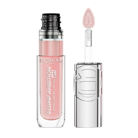 L'Oreal Paris Plump Ambition pH Hyaluron Lip Plumping Oil Lip Gloss with Hyaluronic Acid, pH Rosé, 0.16 fl oz