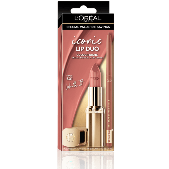 L'Oreal Paris Original Satin Lipstick for Moisturized Lips, 601 Worth It, Stocking Stuffers 1 Kit