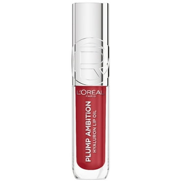 L'Oreal Paris Plump Ambition Hyaluron Lip Oil 24HR Care, Hyaluronic Acid Lip Gloss, Cherry Cherie, 0.16 fl oz