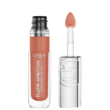 L'Oreal Paris Plump Ambition Hyaluron Lip Oil 24HR Care, Hyaluronic Acid, Latte Glacé, 0.16 fl oz