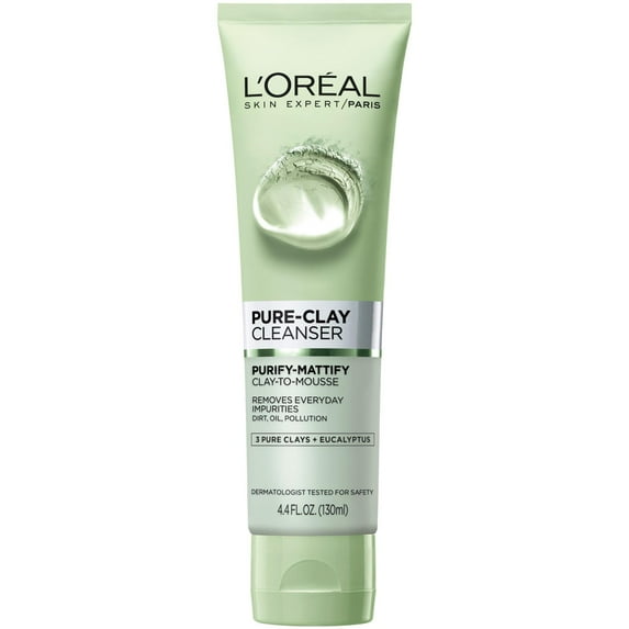 L'Oreal Paris Pure Clay Cleanser Purify and Mattify, 4.4 fl oz