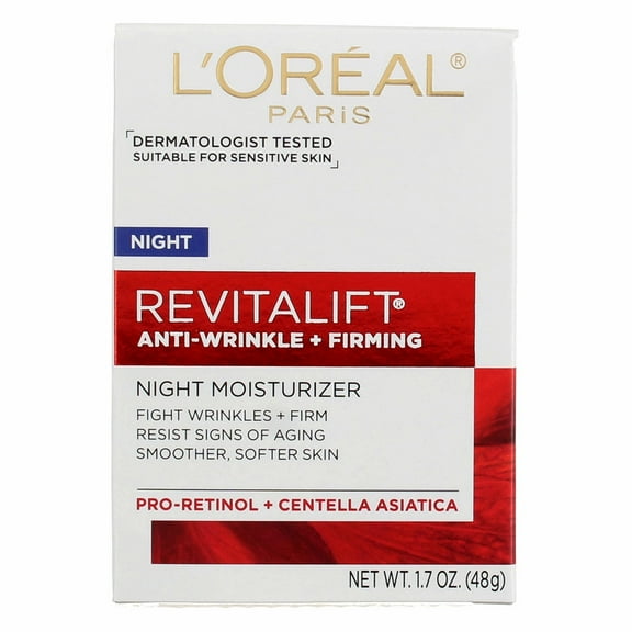 L'Oreal Paris, RevitaLift Anti-Wrinkle + Firming Night Cream Moisturizer 1.7 oz (Pack of 3)