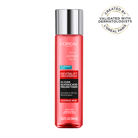 L'Oreal Paris Revitalift 5 Percent Glycolic Acid Peeling Toner, Smooths Skin Texture, 6 fl oz