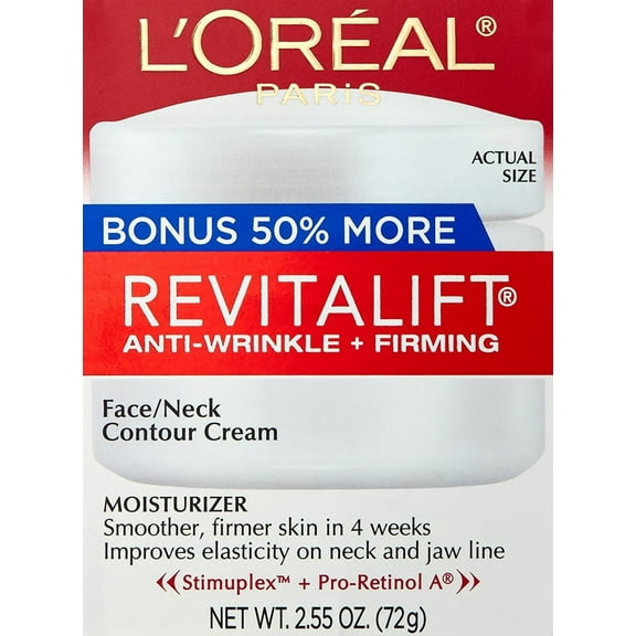 L'Oreal Paris Revitalift Anti Wrinkle Firming Face and Neck Moisturizer, 2.55 oz