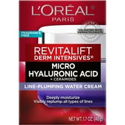 L'Oreal Revitalift Derm Intensives Micro-Epidermic Hyaluronic Acid + Ceramides Line-Plumping Water Cream, 1.7oz