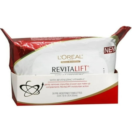 L'Oreal Paris Revitalift Radiant Smoothing Cleansing Towelettes, 30 kit