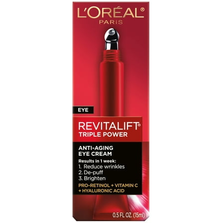 L'Oreal Paris Revitalift Triple Power Eye Treatment, Reduces Wrinkles, 0.5 fl oz