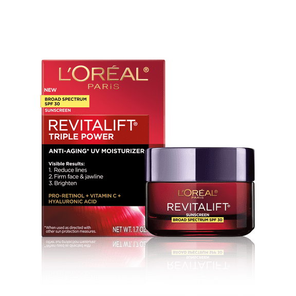 L'Oreal Paris Revitalift Triple Power Anti-Aging Face Moisturizer, Face and Neck, SPF 30, 1.7 oz