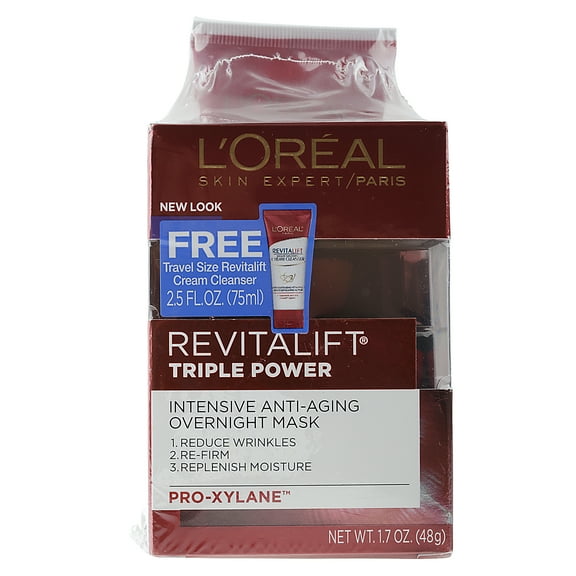 L'Oreal Paris Revitalift Triple Power Intensive Overnight Mask 1.7oz plus Bonus Revitalift Cream Cleanser