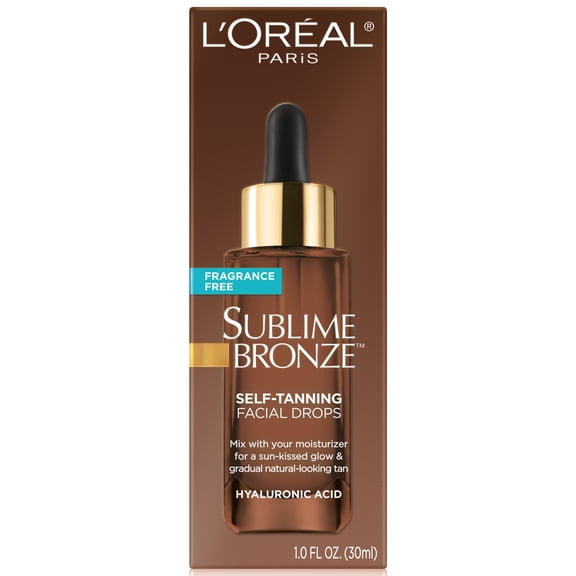 L'Oreal Paris Sublime Bronze Self-Tanning Facial Drops for Face, Fragrance Free, 1 fl oz