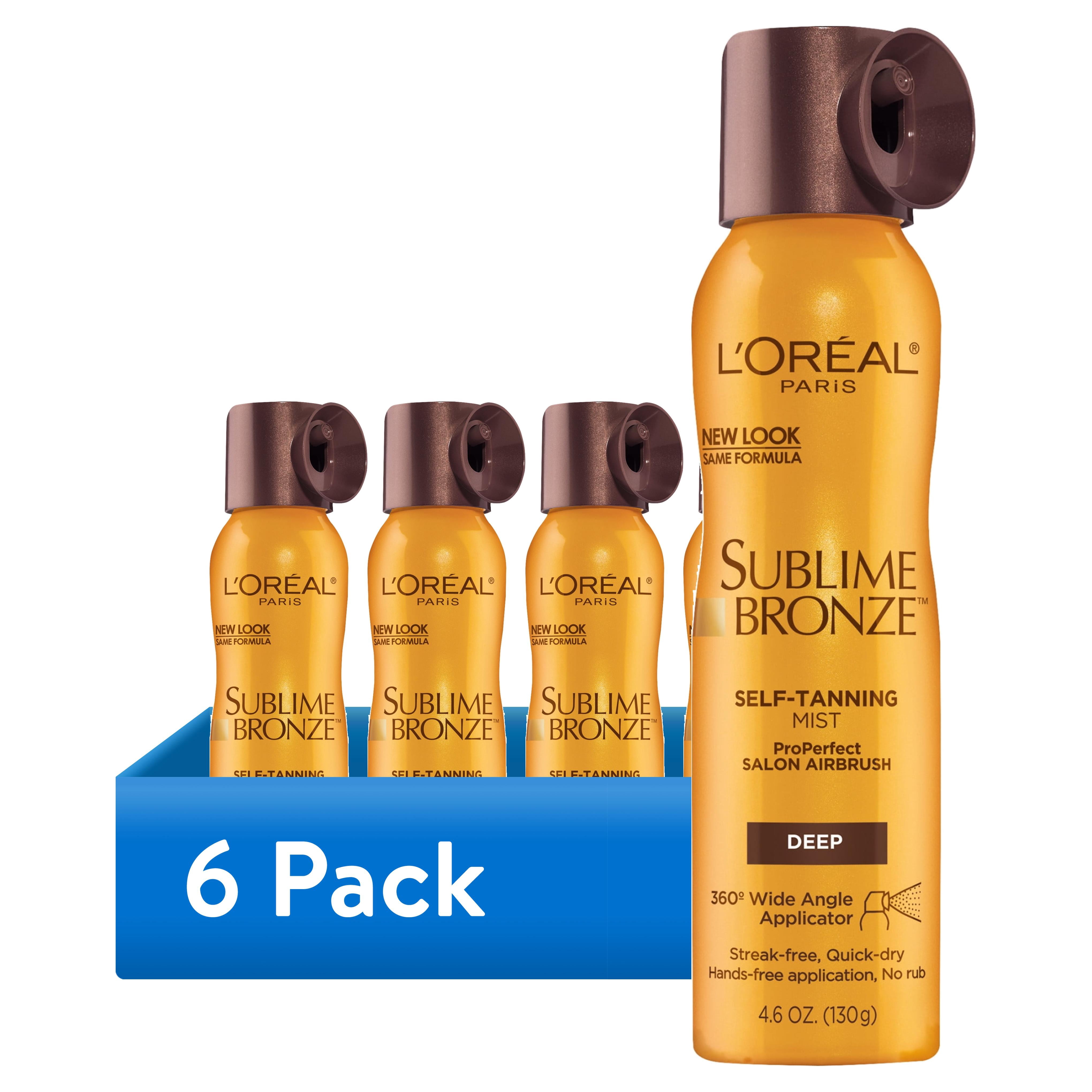 (6 pack) L'Oreal Paris Sublime Bronze Self-Tanning Mist for Face, Medium, 4.6 oz