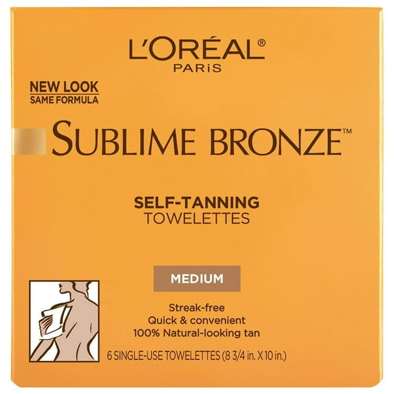 L'Oreal Paris Sublime Bronze Self-Tanning Towelettes, Medium Tan, 6 ct.