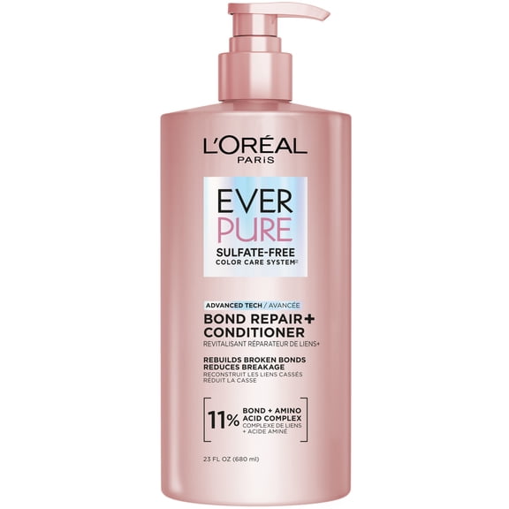 L'Oreal Paris Sulfate Free Bond Repair Conditioner for Damaged Hair, EverPure, Pump, 23 fl oz