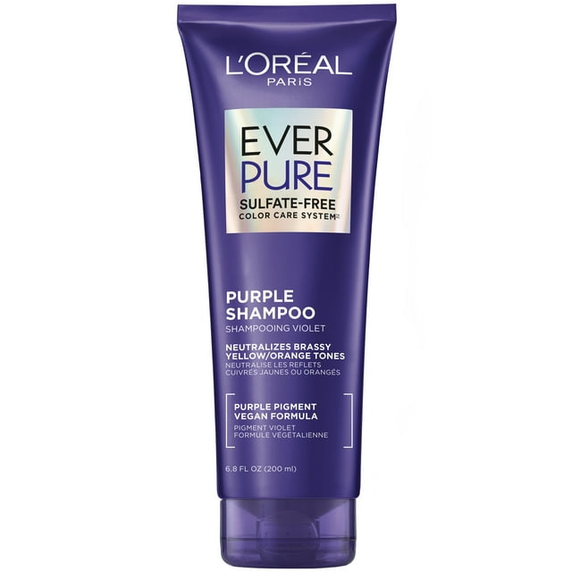 L'Oreal Paris Sulfate Free Purple Shampoo for Toning Blonde and Bleached Hair, EverPure 6.8 fl oz