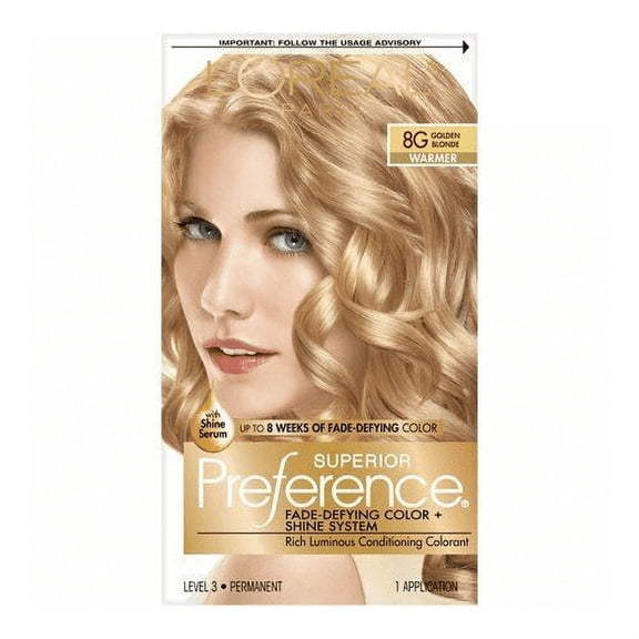 L'Oreal Paris Superior Preference Fade-Defying, 8G Golden Blonde, 6-Pack