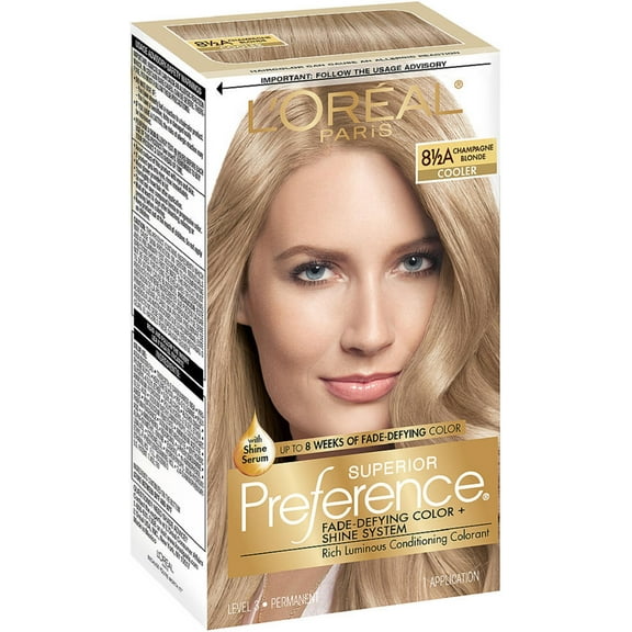 L'Oreal Paris Superior Preference Fade Defying Color + Shine System, Champagne Blonde (Cooler) [8.5A] 1 ea