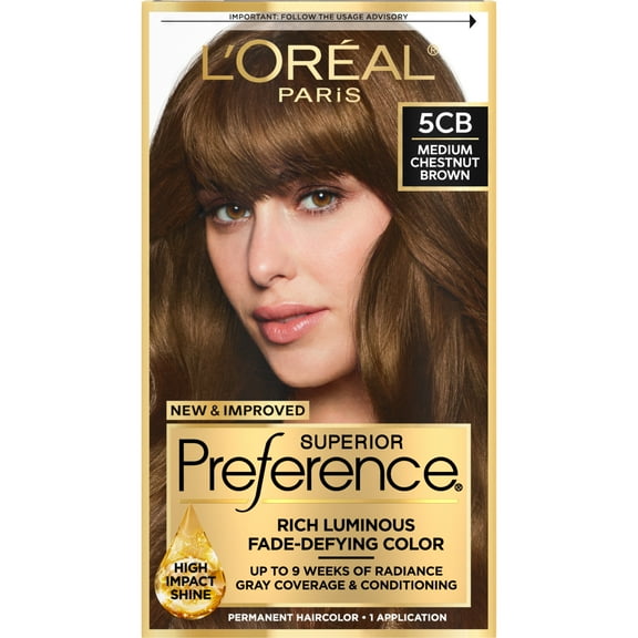 L'Oreal Paris Superior Preference Fade Defying Permanent Hair Color, 5CB Medium Chestnut Brown