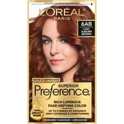 L'Oreal Paris Superior Preference Fade-Defying Permanent Hair Color, 6AB Chic Auburn Brown, 1 kit