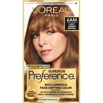 L'Oreal Paris Superior Preference Fade-Defying Permanent Hair Color, 6AM Light Amber Brown, 1 kit