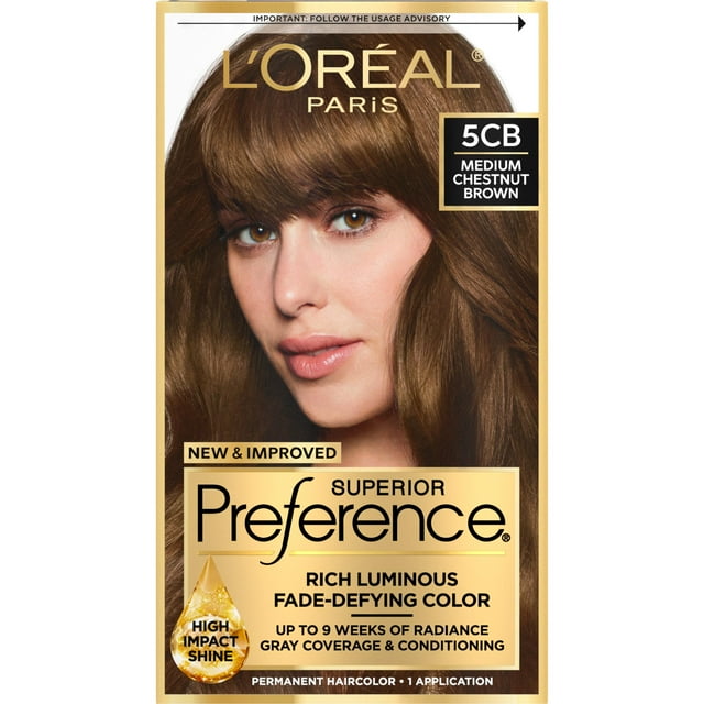 L'Oreal Paris Superior Preference Fade Defying Permanent Haircolor, 5CB Medium Chestnut Brown, 1 kit