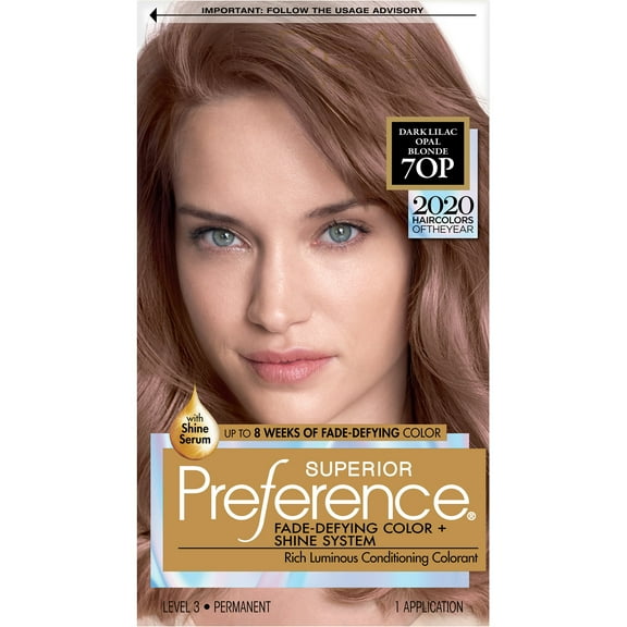 L'Oreal Paris Superior Preference Fade-Defying Shine Permanent Hair Color, 70P Light Lilac Opal Brown, 1 kit