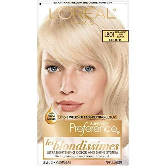 L'Oreal Paris Superior Preference Fade-Defying + Shine Permanent Hair Color, LB01 Extra Light Ash Blonde, Pack of 1, Hair Dye