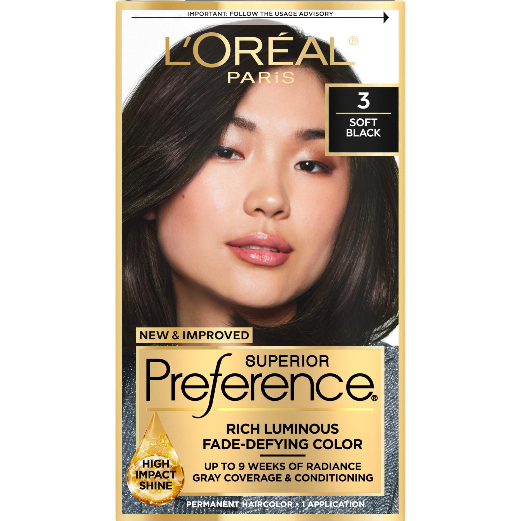 L'Oreal Paris Superior Preference Permanent Hair Color, 3 Soft Black, 1 Each, 6 Pack