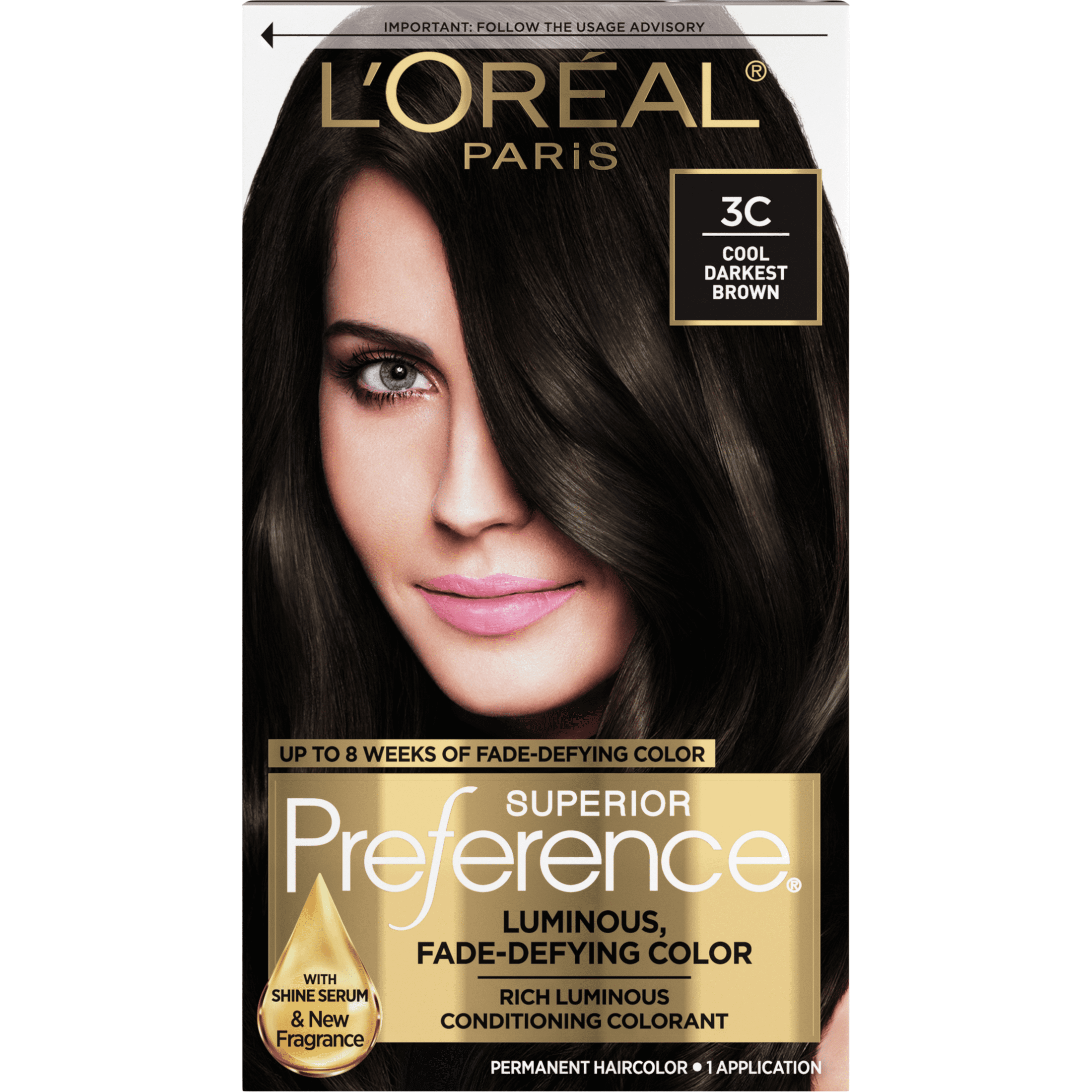 Superior Preference Hair Color, Permanent, Cool Darkest Brown 3C