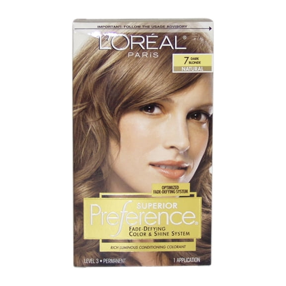 L'Oreal Paris Superior Preference Permanent Hair Color, 7 Dark Blonde, Fade-Defying, 1 kit