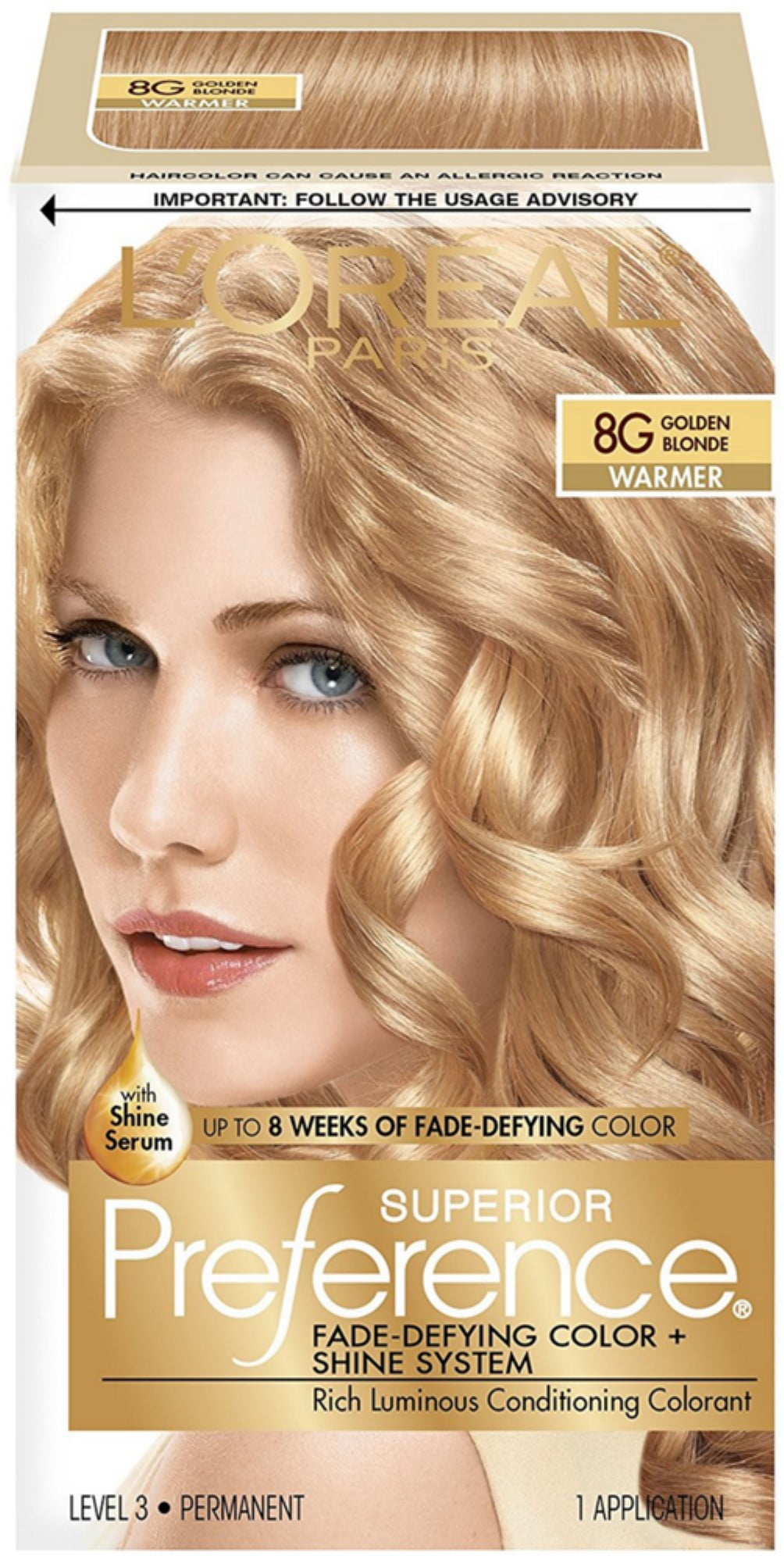 LOreal Paris Superior Preference Permanent Hair Color, 8G Golden Blonde 1 ea, (Pack of 3)