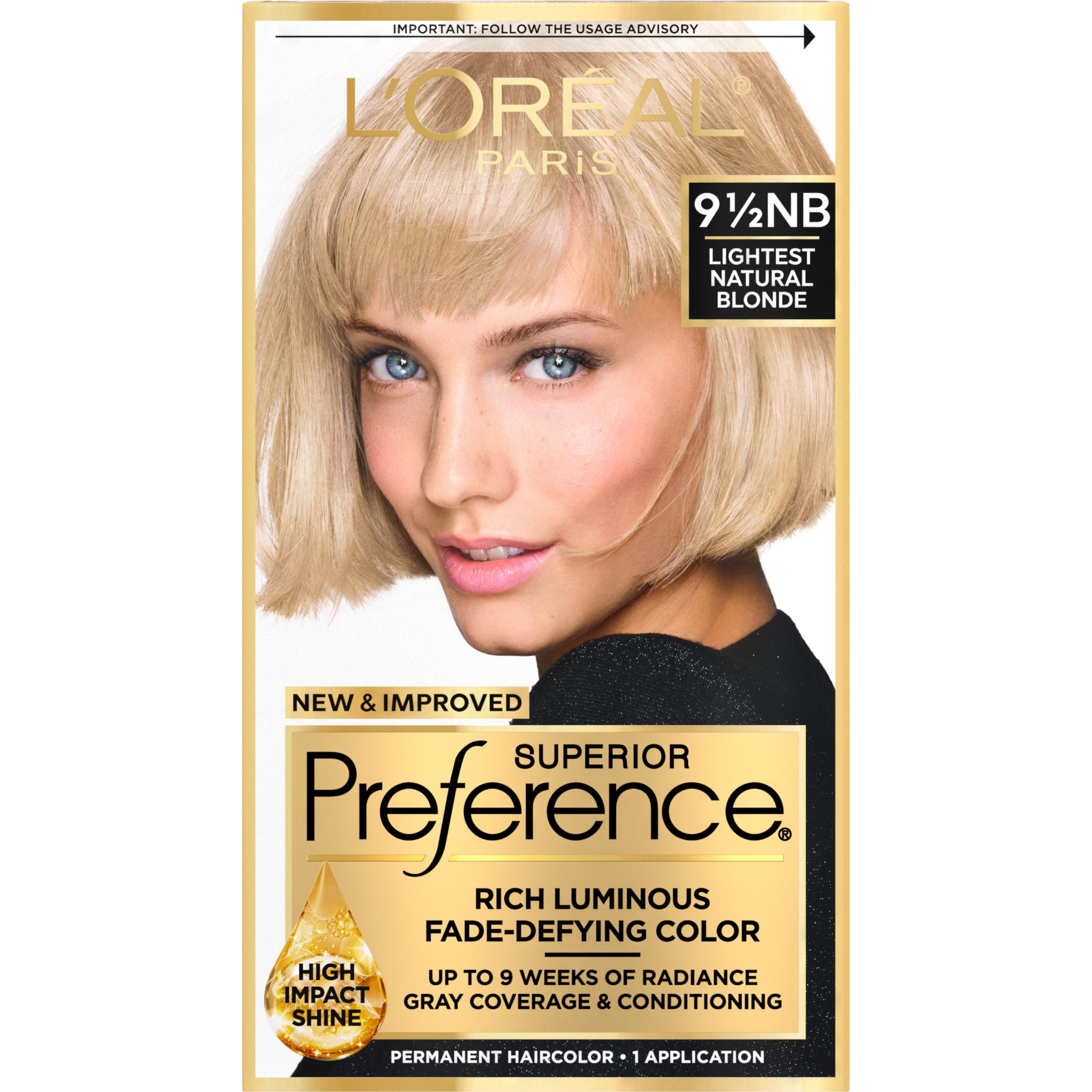 L'Oreal Paris Superior Preference Permanent Hair Color, 9.5NB Lightest Natural Blonde, 1 kit - image 1 of 9