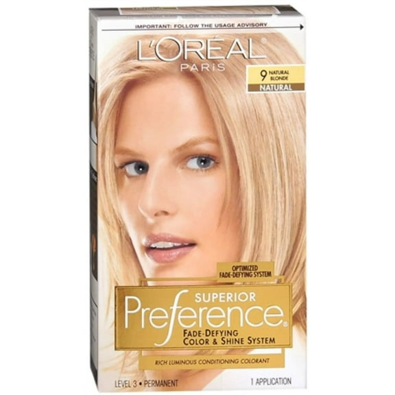 L'Oreal Paris Superior Preference Permanent Hair Color, 9 Natural Blonde (Natural), 1 Each, 6 Pack