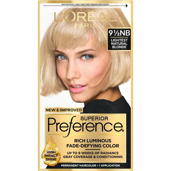 L'Oreal Paris Superior Preference Permanent Hair Color, Fade-Defying, 9.5NB Lightest Natural Blonde
