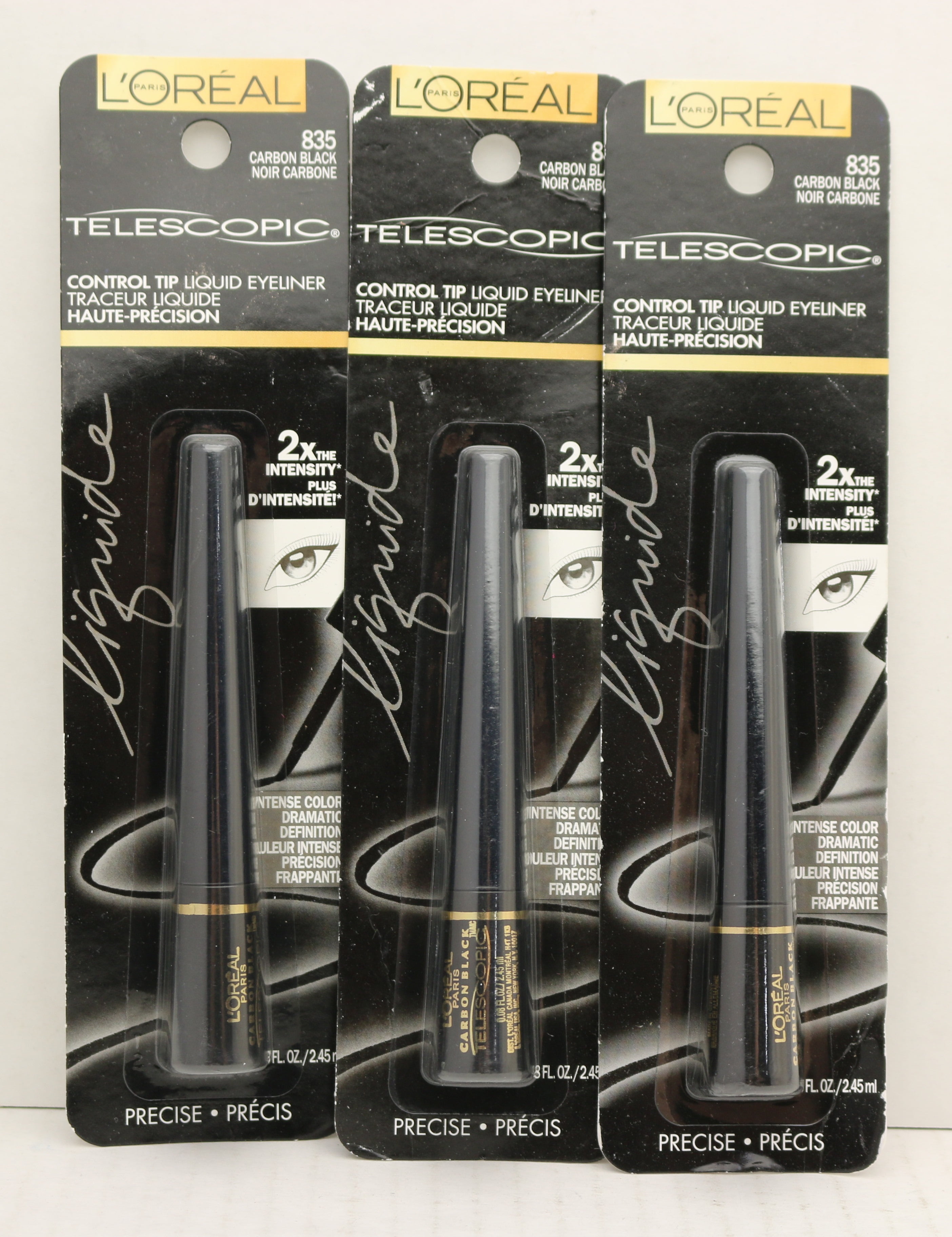 L'Oreal Paris Telescopic Liquid Eyeliner, Carbon Black 835, 0.08 fl oz (3 Pack)