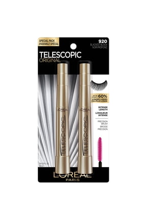 L'Oreal Paris Telescopic Original Washable Mascara, Blackest Black, 2 Pack