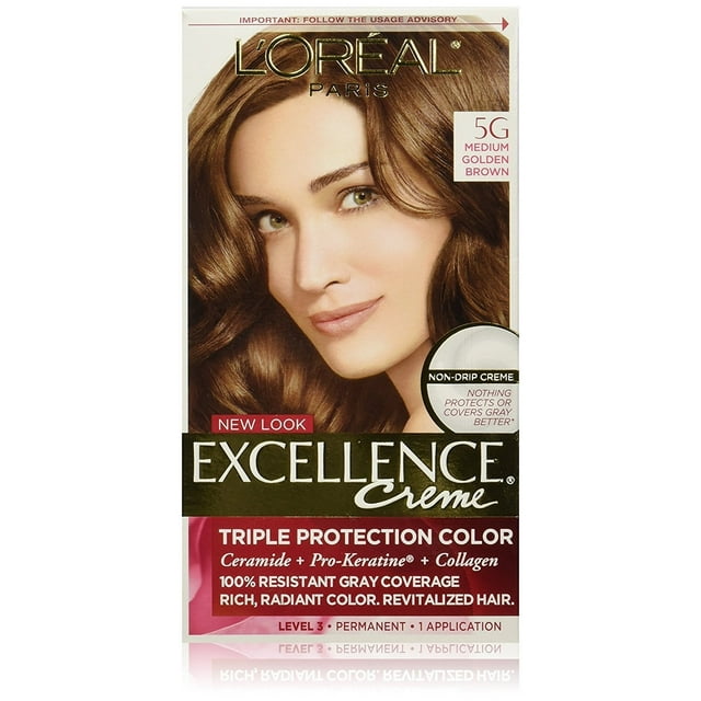 L'Oreal Paris Triple Protection Hair Color Creme, 5G Medium Golden ...