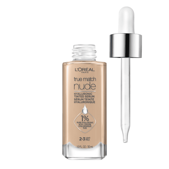 L'Oreal Paris True Match Hyaluronic Tinted Serum Foundation Makeup, 2-3 Light, 1 fl oz