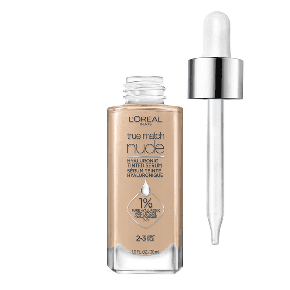L'Oreal Paris True Match Hyaluronic Tinted Serum Foundation Makeup, 2-3 Light, 1 fl oz