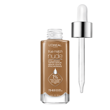 L'Oreal Paris True Match Hyaluronic Tinted Serum Foundation Makeup, 7.5-8.5 Cool Deep, 1 fl oz