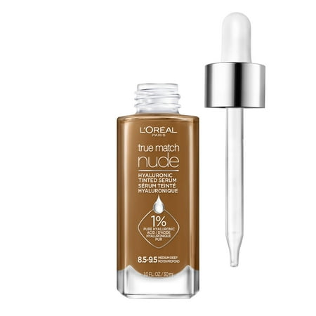 L'Oreal Paris True Match Hyaluronic Tinted Serum Foundation Makeup, 9.5 Medium Deep, 1 fl oz