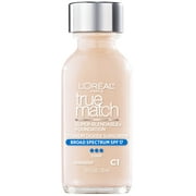 L'Oreal Paris True Match Hyaluronic Tinted Serum Foundation Makeup, C1 Alabaster, 1 fl oz - Old Version
