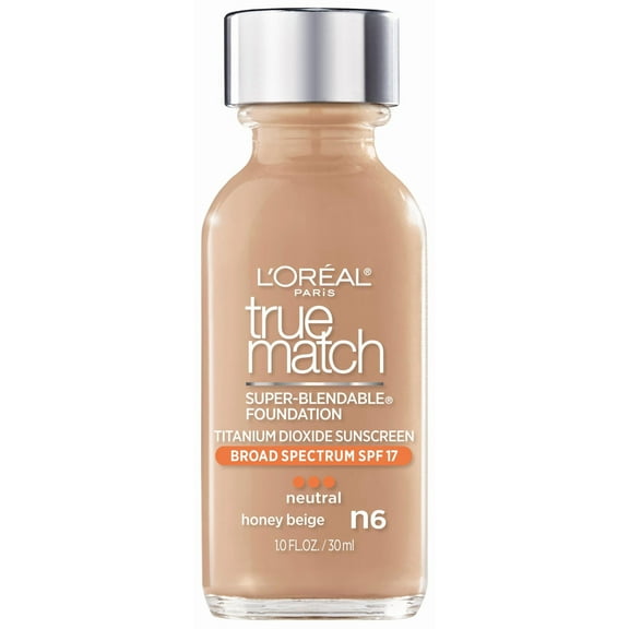 L'Oreal Paris True Match Hyaluronic Tinted Serum Foundation Makeup, N6 Honey Beige, 1 fl oz - Old Version