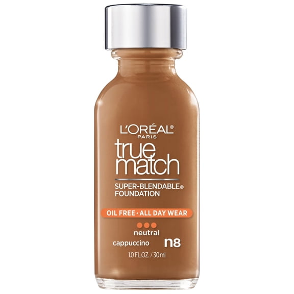 L'Oreal Paris True Match Liquid Foundation Makeup, N8 Cappuccino, 1 fl oz - Old Version