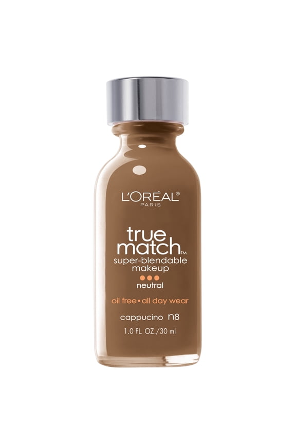 L'Oreal Paris True Match Liquid Foundation Makeup, N8 Cappuccino, 1 fl oz - Old Version