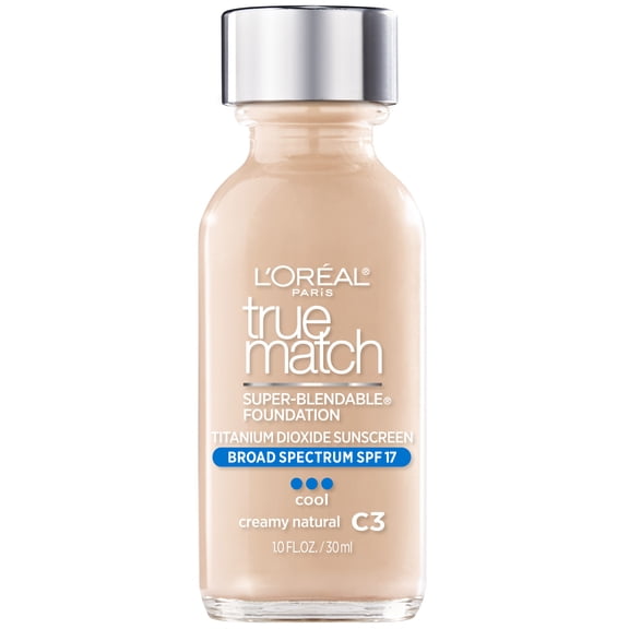 L'Oreal Paris True Match Liquid Foundation Makeup, Natural Finish, C3 Creamy Natural, 1 fl oz - Old Version