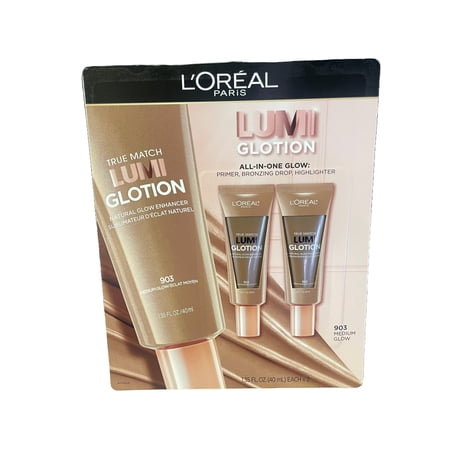 L'Oreal Paris True Match Lumi Glotion Natural Glow Enhancer - 903 Medium Glow, 1.35 oz 2 Pack