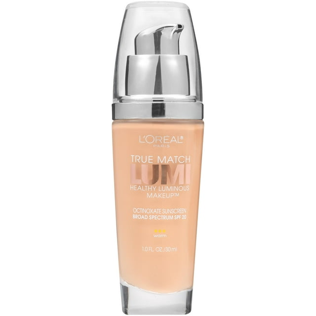 L'Oreal Paris True Match Lumi Liquid Foundation Makeup, W3 Nude Beige, 1 fl oz